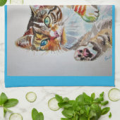 Tabby tabbies Cute Cat cats waterverf Tea Towel Theedoek (Gevouwen)