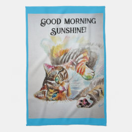 Tabby tabbies Cute Cat cats waterverf Tea Towel Theedoek