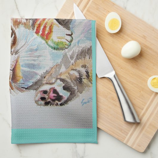 tabby tabbies Cute Cat waterverf Cute Script Theedoek (Quarter Fold)