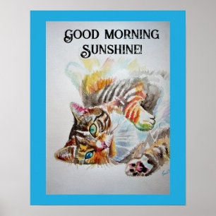 Tabby tabbies Cute Cat waterverf Poster