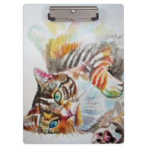 Tabby tabbies Schattigee Kattenkatten waterverf No Klembord