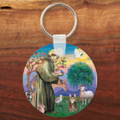 Tabby Tiger Cat - Saint Francis Sleutelhanger (Voorkant)