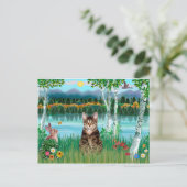 Tabby Tijger Kat - Berken Briefkaart (Staand voorkant)