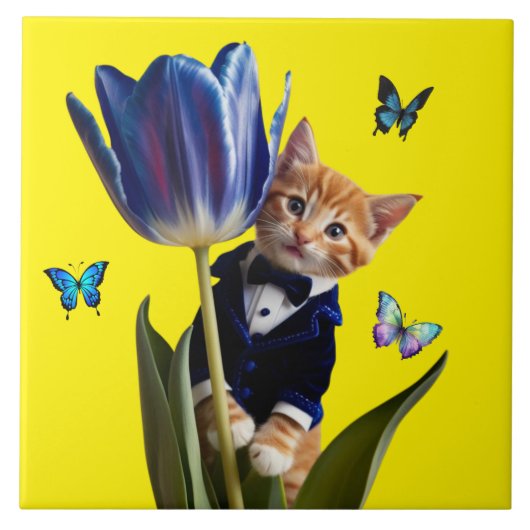 Tabby Tulp Decoratieve Tegel Tegeltje (Voorkant)