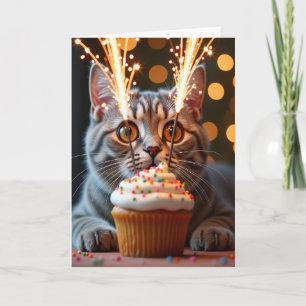 Tabby Verjaardags Sparkler Kaart