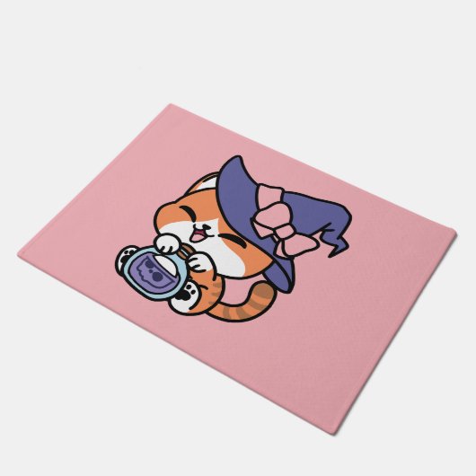 Tabby Witch Brew – Cute Halloween Cat Design Deurmat (Schuin)