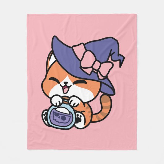 Tabby Witch Brew – Cute Halloween Cat Design Fleece Deken (Voorkant)