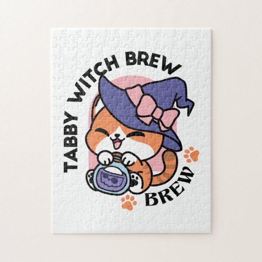 Tabby Witch Brew – Cute Halloween Cat Design Legpuzzel (Verticaal)
