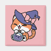 Tabby Witch Brew – Cute Halloween Cat Design Magneet (Voorkant)