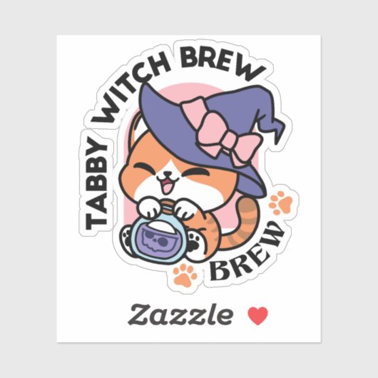 Tabby Witch Brew – Cute Halloween Cat Design Sticker (Vel)