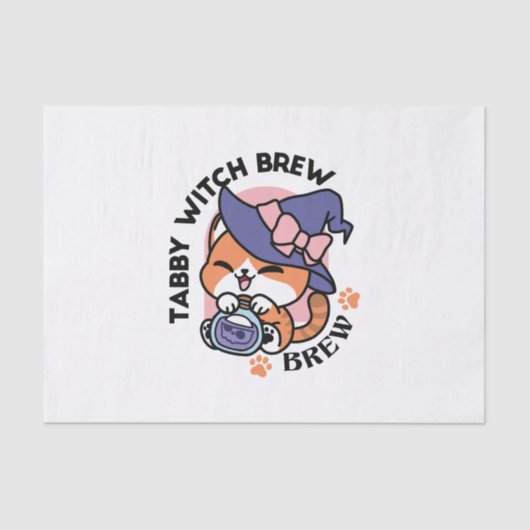Tabby Witch Brew – Cute Halloween Cat Design Tissuepapier (Voorkant)