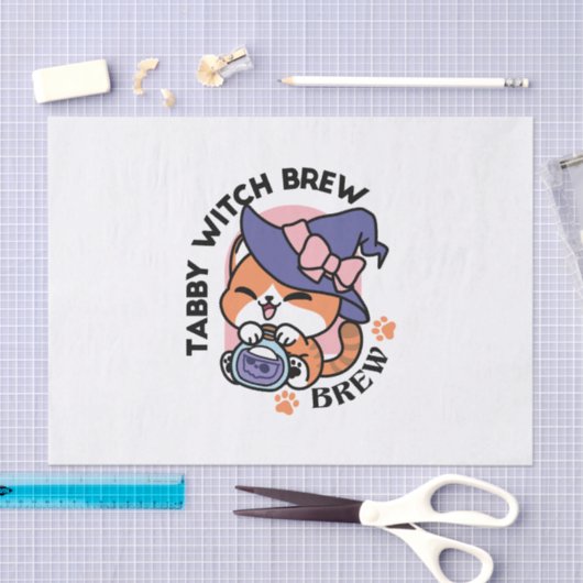 Tabby Witch Brew – Cute Halloween Cat Design Tissuepapier (Craft)