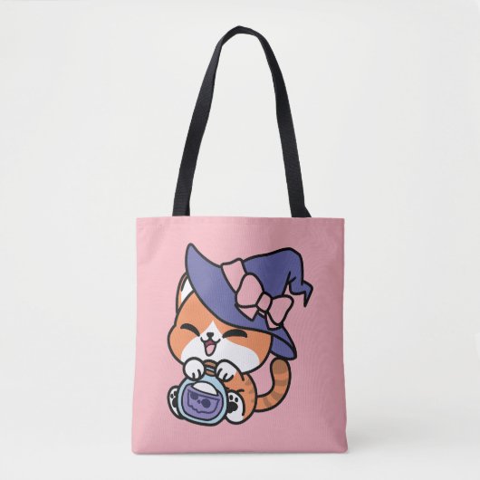 Tabby Witch Brew – Cute Halloween Cat Design Tote Bag (Voorkant)