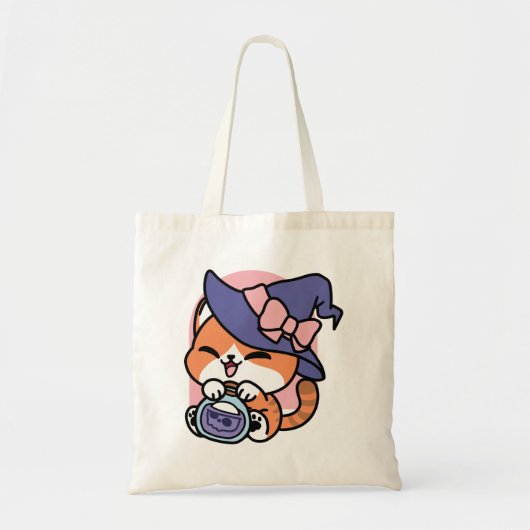 Tabby Witch Brew – Cute Halloween Cat Design Tote Bag (Voorkant)