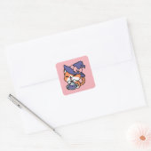 Tabby Witch Brew – Cute Halloween Cat Design Vierkante Sticker (Envelop)