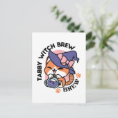 Tabby Witch Brew - Schattige Halloween Cat Design Briefkaart (Staand voorkant)