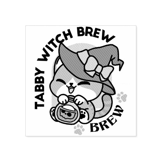 Tabby Witch Brew - Schattige Halloween Cat Design Rubberstempel (Afrduk)