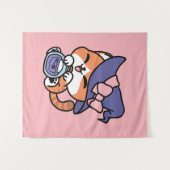 Tabby Witch Brew - Schattige Halloween Cat Design Wandkleed (Voorkant (horizontaal))