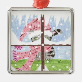 Tabbykat die uit het ornament van de vensterpremie