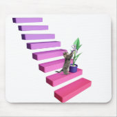 Tabbykat en Plant op trap Muismat (Voorkant)