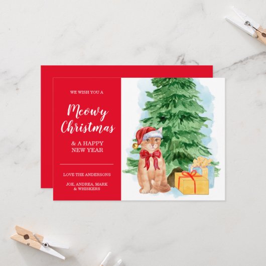 Tabbykat Goedkope Kerstmis Sinterklaas Hoed Kaart (Voorkant / Achterkant in situ)