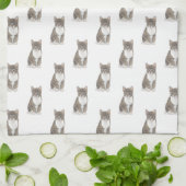 Tabbykat (grijs) theedoek (Gevouwen)