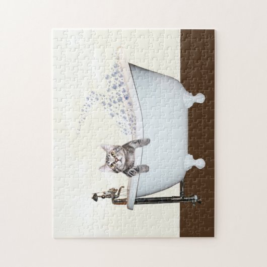 Tabbykat in bad legpuzzel (Verticaal)