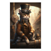 Tabbykat in een steampunk outfit AI-systeem Foto Afdruk (Voorkant)