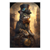Tabbykat in een steampunk outfit AI-systeem Foto Afdruk (Voorkant)
