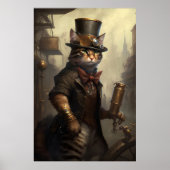 Tabbykat in een steampunk outfit AI-systeem Poster (Voorkant)