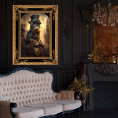 Tabbykat in een steampunk outfit AI-systeem Poster