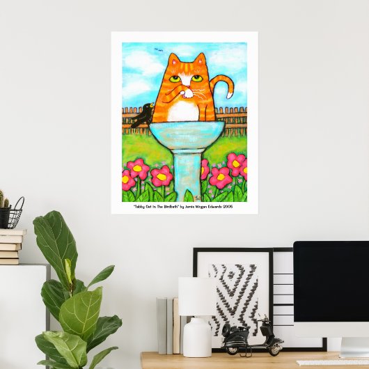 Tabbykat in het bad poster (Thuiskantoor)
