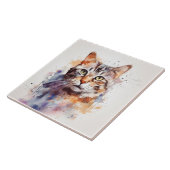 Tabbykat met groene ogen, Waterverf van huisdieren Tegeltje (Zijkant)
