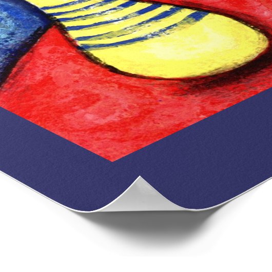 Tabbykat met Roos Art Print (Hoek)