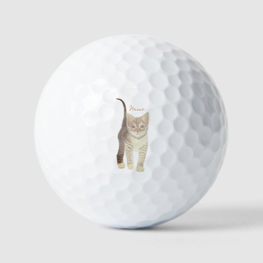Tabbykat met tekstblokken golfballen (Voorkant)