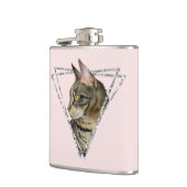 Tabbykat met zilvergeometrische glitter heupfles (Links)