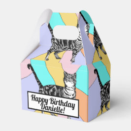 Tabbykat pastel verjaardag katten cake favorietend bedankdoosjes