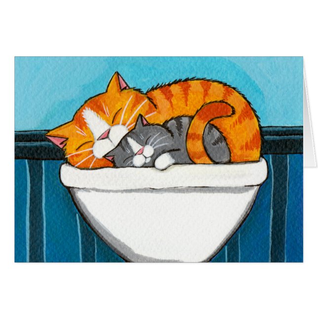 Tabbykatten in de gootsteen - Kat-kunstledige kaar (Voorkant Horizontaal)