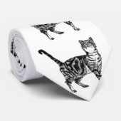 Tabbykatten Striped Black White Mannen Stropdas (Opgerold)