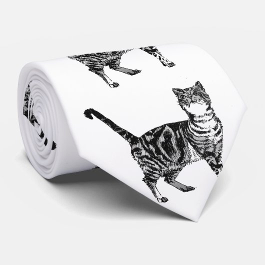 Tabbykatten Striped Black White Mannen Stropdas (Opgerold)