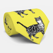 Tabbykatten Striped Black White Mannen Stropdas (Opgerold)