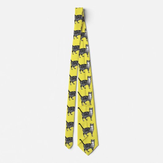 Tabbykatten Striped Black White Mannen Stropdas (Achterkant)