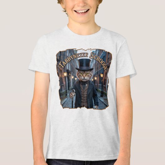 Tabbynezer Scrooge Fotografisch – Tabby Scrooge Tri-Blend Shirt (Voorkant)