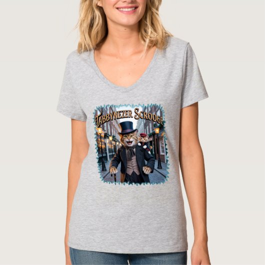 Tabbynezer Scrooge Illustration – Tabby Scrooge T-shirt (Voorkant)