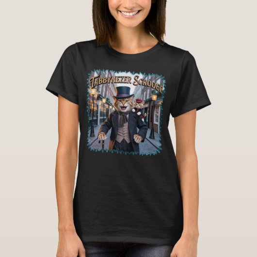Tabbynezer Scrooge Illustration – Tabby Scrooge T-shirt (Voorkant)