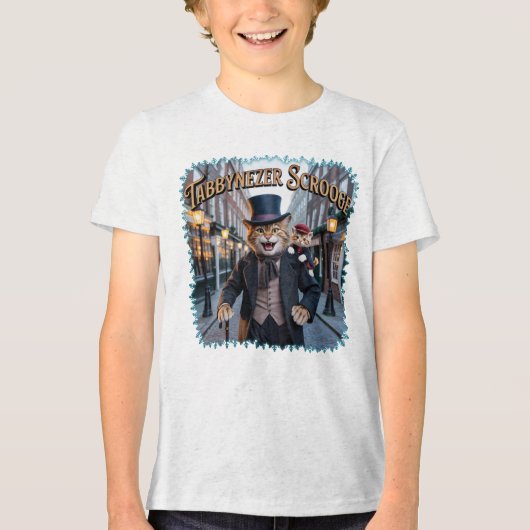 Tabbynezer Scrooge Illustration – Tabby Scrooge Tri-Blend Shirt (Voorkant)