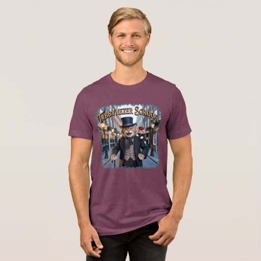 Tabbynezer Scrooge Illustration – Tabby Scrooge Tri-Blend Shirt (Voorkant volledig)