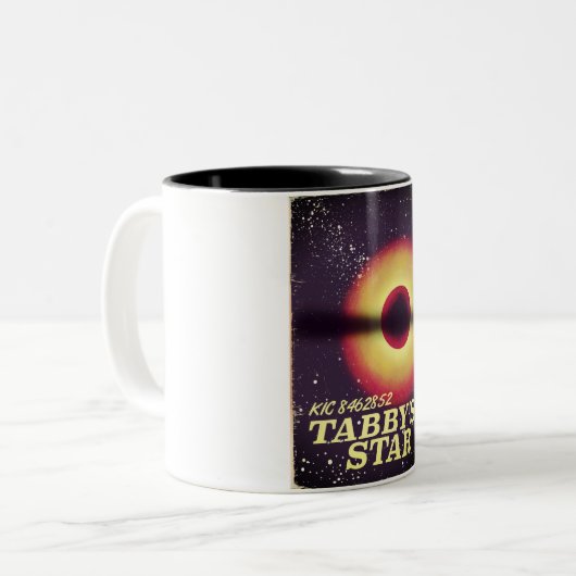 Tabbys poster sterruimte tweekleurige koffiemok (Voorkant links)