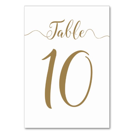 Tabel 10 Gold Wedding Table Numbers Kaart (Achterkant)