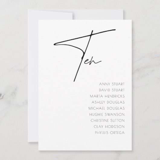 Tabel 10 Moderne sjabloon aantal bruiloft Kaart (Voorkant)